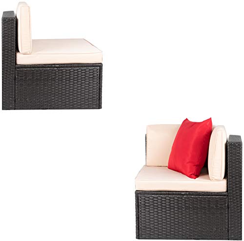 Homall Outdoor Patio Furniture Set All Weather PE Rattan Wicker Loveseat Sectional Sofa with Cushions for Lawn Poolside Backyard Garden