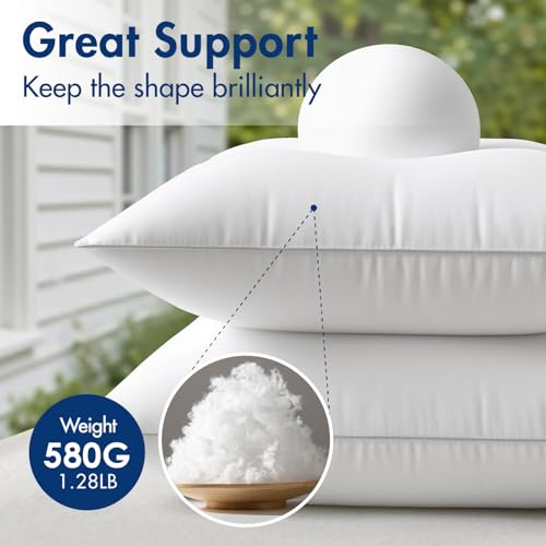 MIULEE Pack of 4 18x18 Outdoor Pillow Inserts, Waterproof Decorative Square Throw Pillow Inserts for Patio Sofa Garden Porch Couch