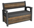 Keter Signature 60 Gallon Storage Bench Deck Box for Patio Furniture, Front Porch Decor and Outdoor Seating – Perfect to Store Garden Tools, Walnut