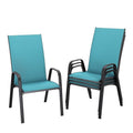 JEAREY Patio Dining Chairs Set of 4, Outdoor Stackable Dining Furniture Set, All Weather Dining Set for Lawn, Garden, Backyard, Poolside, Peacock Blue