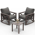 UDPATIO Outdoor Rocking Chair Set of 2 with Coffee Table, 3 Piece Metal Patio Furniture Set with 6.5" Water-Resistant Cushions, Oversized, 350lbs Heavy-Duty, for Porch, Patio, Balcony, Dark Grey