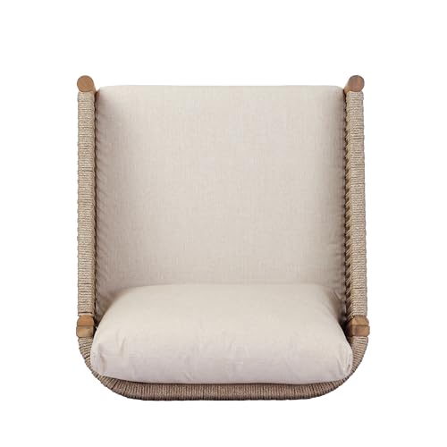 Christopher Knight Home Bubi 5-Seater Patio Furniture Set with Cushion, 4 Piece Outdoor Acacia Wood Conversation Set, Sold Wood Outdoor Sectional Sofa Set with Coffee Table, Teak+Beige