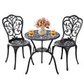 Withniture Patio Bistro Set 3 Piece Outdoor,Cast Aluminum Outdoor Bistro Table and Chair Set of 2 with 1.97" Umbrella Hole,All Weather Bistro Table Set for Front Porch Set(Butterfly Black)