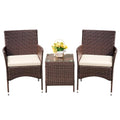 Devoko Patio Porch Furniture Sets 3 Pieces PE Rattan Wicker Chairs with Table Outdoor Garden Furniture Sets (Brown/Beige)