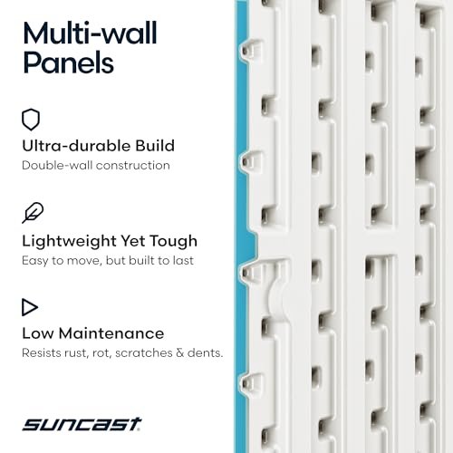 Suncast 99 Gallon Wicker Horizontal Outdoor Deck Box with Hinged Lid, Water-Resistant Storage Solution for Patio, Deck, Yard, and Garage, White, Made in the USA