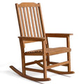 Devoko Outdoor Rocking Chair Acacia Wood Porch Rocking Chairs, Outdoor Chairs with Widened Armrest for Porch, Poolside, Balcony and Yard, Natural (1 Chair)