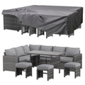 U-MAX 7 Pieces Patio Furniture Set with Waterproof Cover, Outdoor Sectional Sofa Conversation Set, All Weather Wicker Rattan Dining Table & Chair with Ottoman, Grey Rattan&Grey Cushion