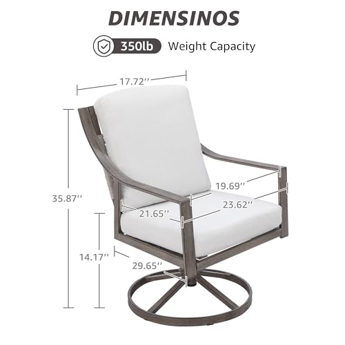 NATURAL EXPRESSIONS 5-Piece Outdoor Patio Dining Set, 4pcs Patio Swivel Rocking Chairs and 38’’ Round Dining Table with 1.65’’ Umbrella Hole