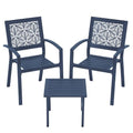 BUPPLEE 3 Piece Patio Bistro Set, Outdoor Steel Furniture Set, Stackable Modern Conversation Sets for Balcony Garden Deck Patio w/2 Chairs 1 Table, Peacock Blue