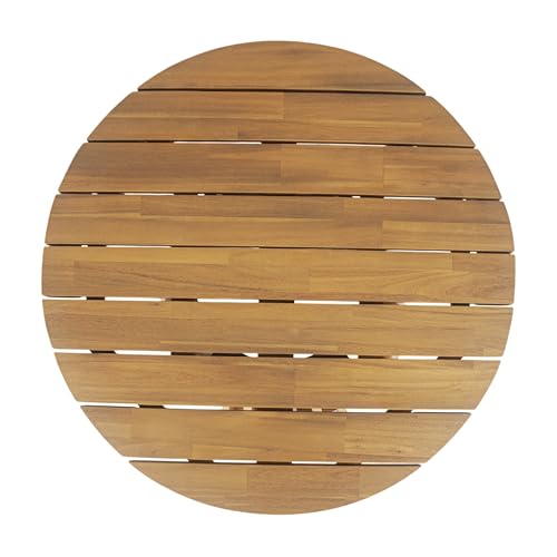Christopher Knight Home Hakee Acacia Wood Patio Coffee Table, Round Table with Unique Wooden Base for Backyard, Balcony, Stylish Indoor/Outdoor Table, Easy Assembly, 31.5" x 31.5" x 16", Teak