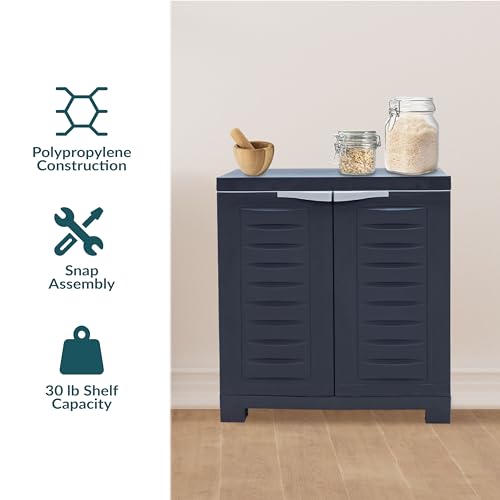 Sunnydaze 25.5" H Resin Garage Storage Cabinet - Garage Cabinet with Adjustable Shelf - Freestanding Utility Storage for Laundry Room, Office, Basement - Charcoal