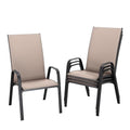JEAREY Patio Dining Chairs Set of 4, Outdoor Stackable Dining Furniture Set, All Weather Dining Set for Lawn, Garden, Backyard, Poolside, Brown