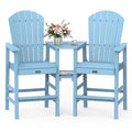 VINGLI Tall Adirondack Chairs Set of 2, All Weather HDPE Bar Height Adirondack Chair with Double Trays, Adirondack Barstools for Balcony, Poolside, Backyard and Patio (Blue)