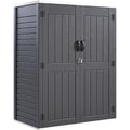 YITAHOME 59 cuft Vertical Outdoor Storage Shed w/o Shelf, 5.6 x 2.3 ft Lockable Resin Waterproof Tall Storage Cabinet, Suitable for Patio Furniture, Pool Accessories, and Garden Tools, Dark Gray