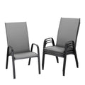 JEAREY Patio Dining Chairs Set of 4, Outdoor Stackable Dining Furniture Set, All Weather Dining Set for Lawn, Garden, Backyard, Poolside, Deep Gray
