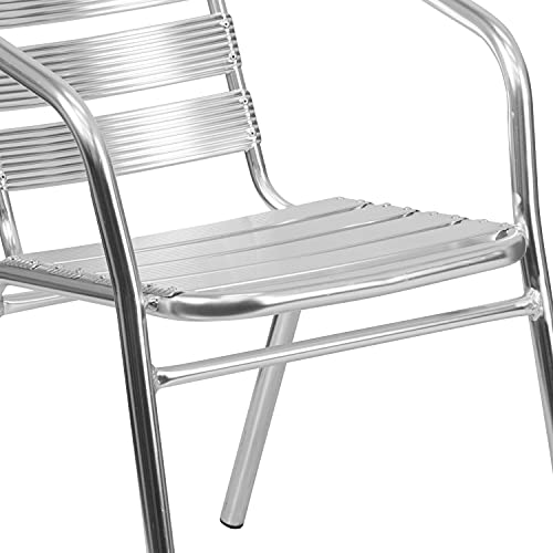 Flash Furniture Heavy Duty Commercial Aluminum Indoor-Outdoor Restaurant Stack Chair with Triple Slat Back