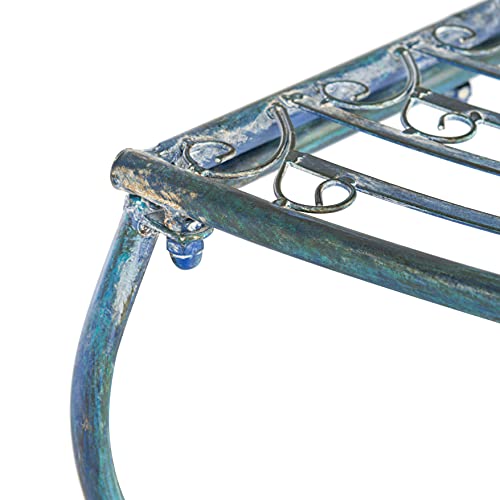 SAFAVIEH Outdoor - Abia Iron Tree Bench - Mossy Blue Iron Metal - Vintage Scrollwork Garden Design - Ideal for Patio, Deck, Porch, Garden, 17" Seat Height (PAT5018C)
