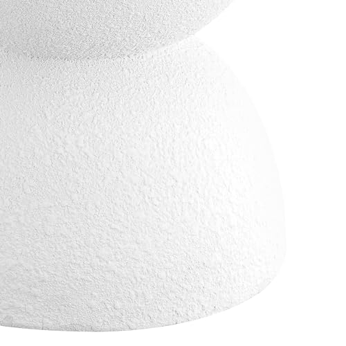JONATHAN Y Greta Hourglass Outdoor Side Table and Stool, 18" Modern Textured All-Weather Accent End Table for Patio, Deck, or Garden, White Frosted TBL1100A