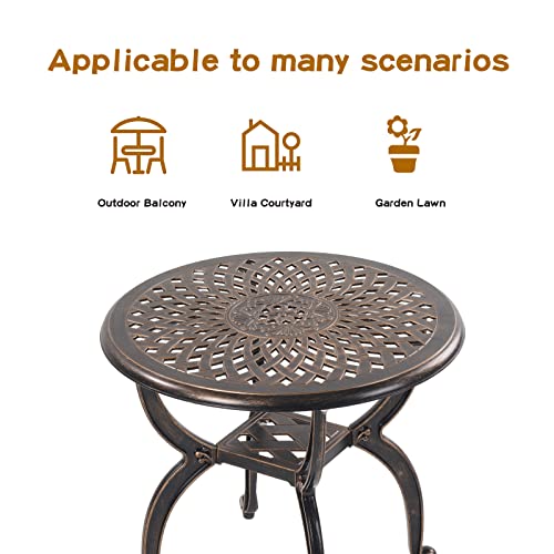 YKSY&YKSY Jardin DE CENTENNAIL 3-Piece Outdoor Bistro Set Cast Aluminum Rust-Resistant Patio Furniture Armchairs Design (Copper)