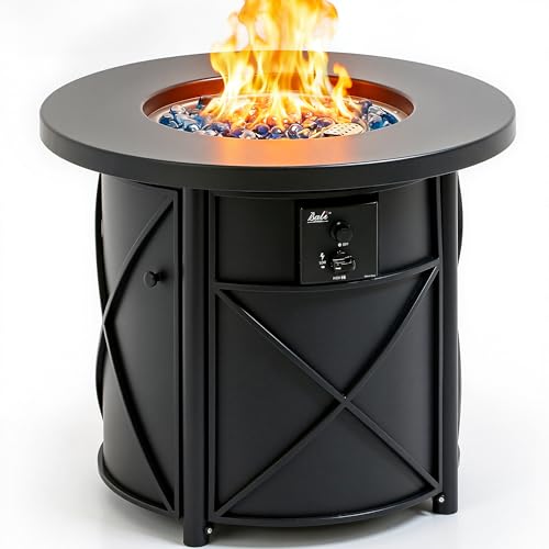 BALI OUTDOORS 50000 BTU Propane Fire Pit for Outdoor, 30 in Fire Pit Table Outdoor, Round Firepits for Outside Backyard, Patio
