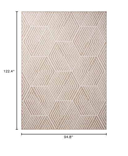 Nicole Miller New York Patio Country Ombre Geo Indoor Outdoor Area Rug, UV Fade Resistant, Low Pile, Beige/Cream, 7'9"x10'2"