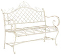 SAFAVIEH Outdoor - Abner Outdoor Iron Garden Bench - Antique White - Scrollwork Design - Ideal for Patio, Deck, Porch, Garden, 17" Seat Height (PAT5017A)