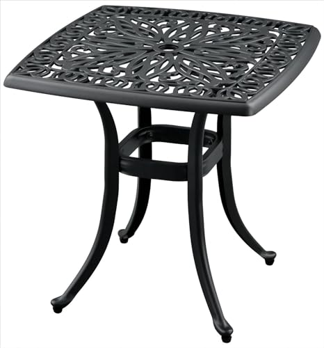 ZOTORUN Outdoor 21" Cast Aluminum Square Side Table End Table for Patio, Backyard, Pool, Indoor Companion, Easy Maintenance and Weather Resistant, Black