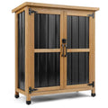 PetsCosset Weatherproof Outdoor Storage Cabinet with Lockable Doors, Wood & Metal Garden Storage Shed Patio Storage Box for Tools & Lawn Equipment, Pool Accessories