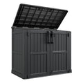 LHBcraft Outdoor Storage Cabinet 36 Cu Ft with Lockable Doors, Portable Horizontal Resin Storage Shed - Easy to Assemble, Waterproof Small Storage Shed with Floor Black