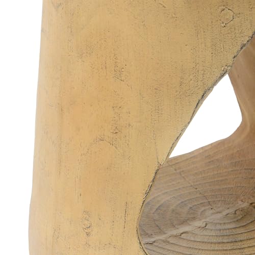 Christopher Knight Home Outdoor Side Table,Hollow Design End Table,Patio Garden Stool Table,Decorative Accent Table for Patio Balcony Beach Pool Side,Lightweight Concrete,Wood Like Texture,Natural