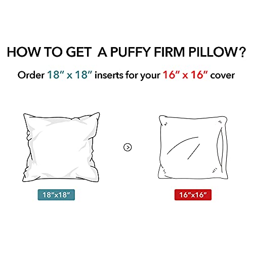 Oubonun 18 x 18 Outdoor Pillow Inserts (Pack of 2) - Square Waterproof Throw Pillow - Decorative Throw Pillows Insert for Couch Sofa Bed Patio Furniture - White Pillow