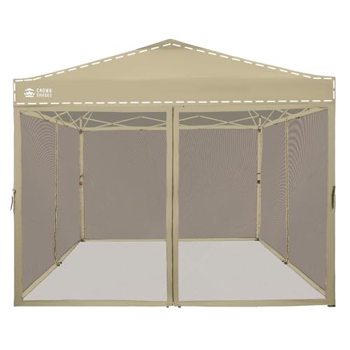 CROWN SHADES Gazebo Mosquito Net Only for 10 x 10 Pop Up Canopy - Patio Gazebo Replacement Mesh Sidewall with Zipper for Outdoor Tent, Garden and Backyard (4-Piece,Khaki)