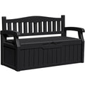 Greesum 80 Gallon Outdoor Storage Bench, Weather-Resistant Deck Box, Patio Furniture Bench for Backyard, Garden, Porch, Large Capacity Seat for Pillows Cushions Patio Accessories, Dark Black