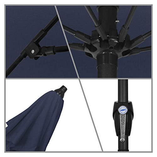 California Umbrella 12-Year Protection 9-Ft Outdoor Patio Umbrella, Sunbrella Fade-Resistant Acrylic Fabric, Auto Tilt and Crank, Heavy-Duty Aluminum Frame/ Reinforced Ribs, Bronze Pole,Navy