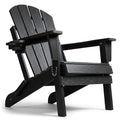 SFYLODS HDPE Folding Adirondack Chair, Outdoor Patio Chair with Cup Holder, Weather Resistant Wood Grain Lawn Chair for Backyard, Garden, Fire Pit, Deck, Black