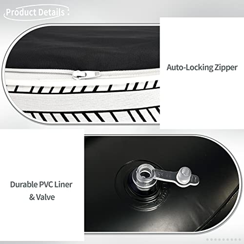 TWLEAR Indoor/Outdoor Inflatable Ottoman D21 x H9 inch, Round Footstool Inflatable Foot Rest Ottoman with Handle, Portable Ottomans Pouf for Patio, Garden, Camping, Home, Herringbone Black White