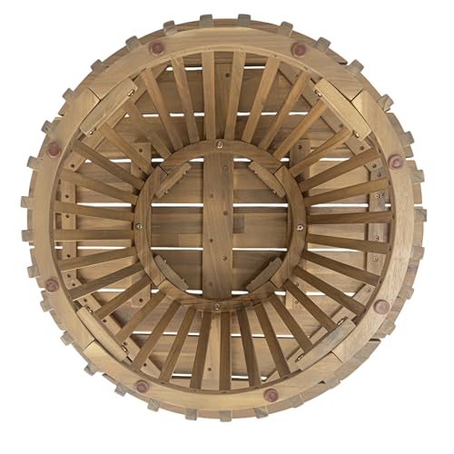 Merax Patio Outdoor Acacia Wood Round Coffee Table for Backyard, Lawn, Balcony Light Teak