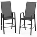 VINGLI Set of 2 Stackable Outdoor Bar Stools – Sling Chairs with High Back & Armrests, for Lawn, Garden, Bar, Black