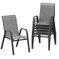 GarveeLife Patio Chairs Set of 6, Outdoor Dining Chairs with Textilene Fabric, All-Weather Stackable Chairs with High Back for Deck, Backyard, Poolside, Garden, Balcony (Grey)