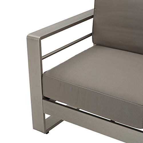 Christopher Knight Home Cape Coral Outdoor Loveseat Sofa with Tray, Khaki