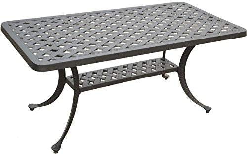 Crosley Furniture Sedona Weather Resistant Cast Aluminum Outdoor Coffee Table for Patio, Deck, Porch, Black