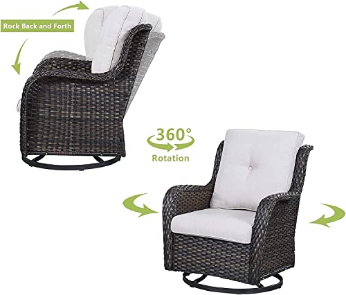 HUMMUH Patio Furniture 6 Pieces Outdoor Furniture Set Wicker Outdoor Sectional Sofa with Swivel Rocking Chairs,Patio Ottomans,Outdoor Coffee Table