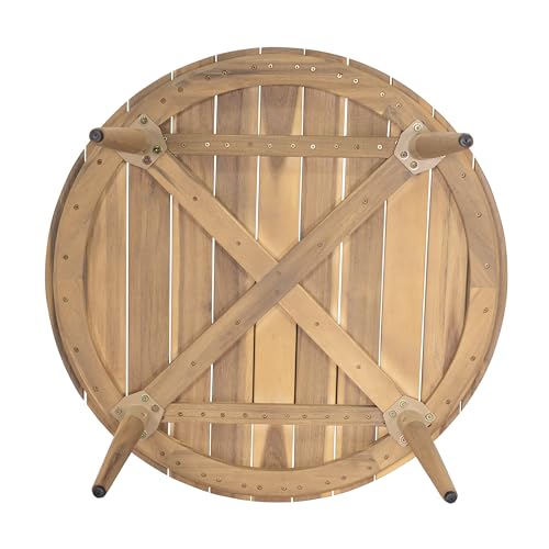 Christopher Knight Home Lalina Outdoor Coffee Table, Acacia Wood Accent Table with Slatted Panel Design, Round Patio Table for Garden Porch Balcony, Low Maintenance Outdoor Furniture, Natural