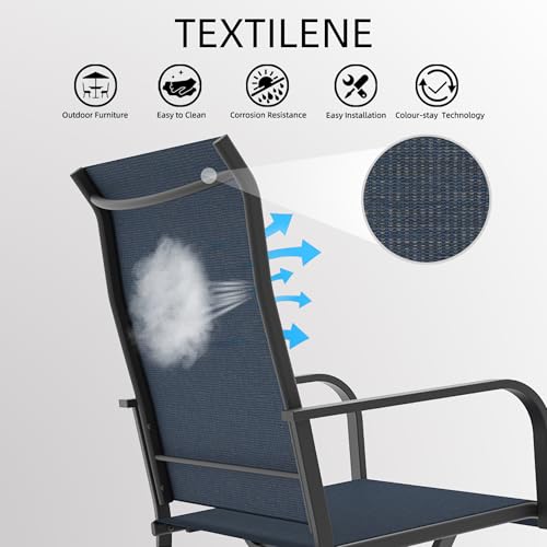 Nixtopia Outdoor Bar Stools Set of 2, 28.4" Pub Height Tall Patio Chairs, All-Weather 360° Swivel Patio Barstools for Outside Garden Poolside Yard, Blue