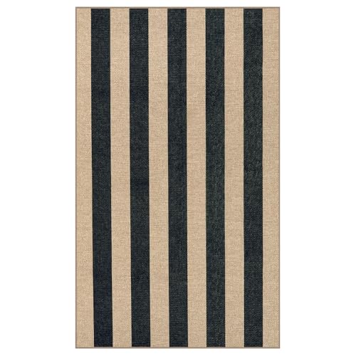 Lahome Striped Easy Jute Outdoor Patio Rug, 3x5 Washable Rugs for Entryway Porch, Farmhouse Neutral Non Shedding Indoor Outdoor Carpet for Entry Kitchen Guestroom Deck Foyer