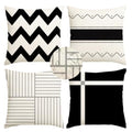 RABUSOFA Outdoor Pillow Covers Waterproof 18x18 Inch,Black Modern Geometry Decorative Cushion Cases Decoration for Patio Furniture Sunbrella Garden Set of 4 (Black, 18" x 18" (Pack of 4))