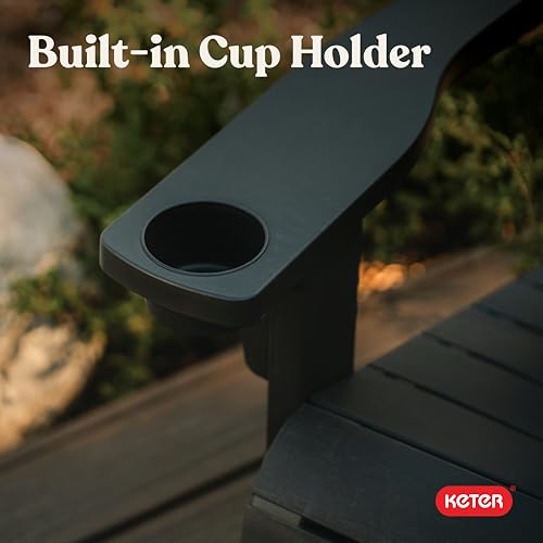 Keter Modern Adirondack Chair – Made in the USA, Weather‑Resistant Resin Outdoor Patio Chair, Sleek Contemporary Design, Durable All‑Weather Seating for Deck, Lawn & Backyard – Graphite