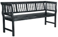 SAFAVIEH Outdoor Patio Furniture Collection – Brentwood Dark Slate Grey Distressed Acacia Wood Bench with Silver Accents, Classic Outdoor Seating for Porch or Garden (PAT6732K)