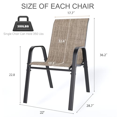 CHINNLUU Outdoor Patio Chairs Set of 6 Stackable Dining Chairs All-Weather Textilene Furniture Set for Pool Deck, Backyard, Garden