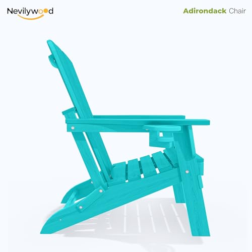nevilywood HDPE Foldable Adirondack Chairs Set of 2, Waterproof All-Weather Outdoor Design, for Fire Pit, Patio & Beach, Aruba